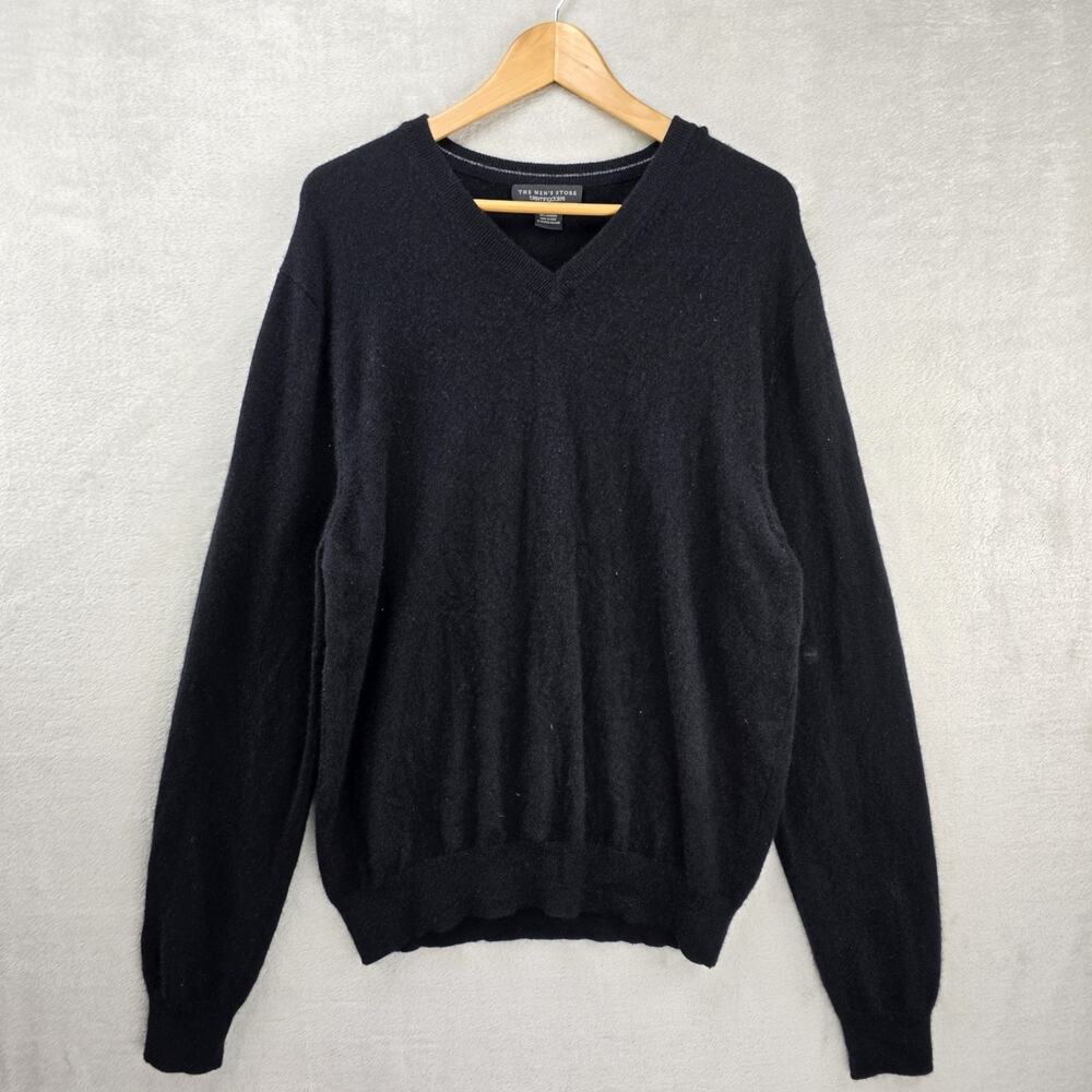 The Men's Store Bloomingdale's V-neck Sweater XL Black 100% Cashmere Long Sleeve - Picture 1 of 8